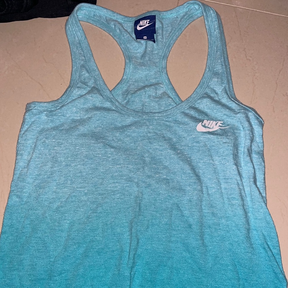 nike womens razor back ombre blue tank.